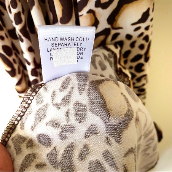 IMAN Tie Waist High/Low Dress Leopard Print Brown - Picture 7 of 7